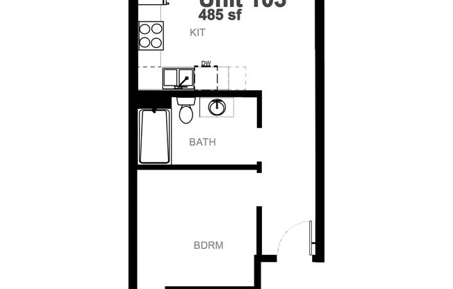 1 bed, 1 bath, 485 sqft, $825, Unit 303