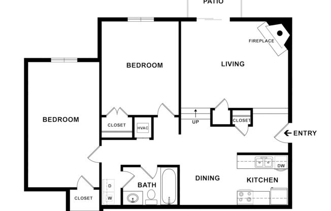 2 beds, 1 bath, 1,100 sqft, $1,110