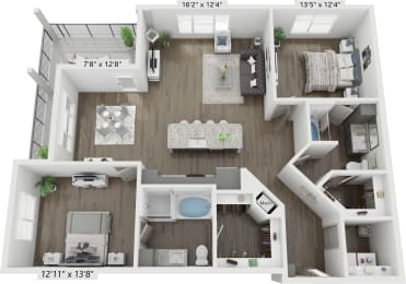 2 beds, 2 baths, 1,274 sqft, $1,969