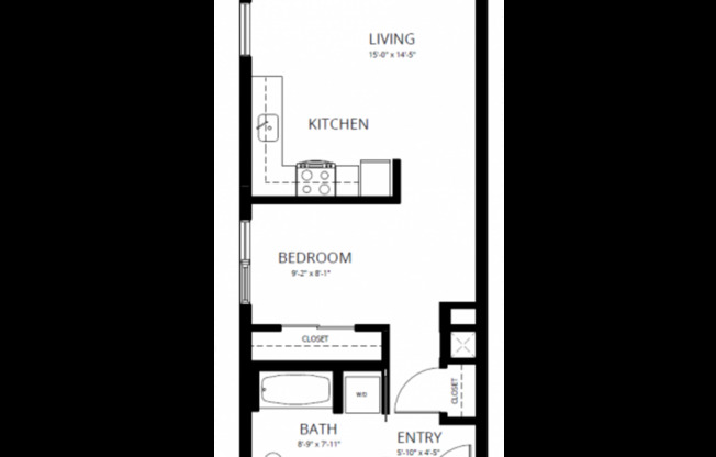 1 bed, 1 bath, 543 sqft, $1,559