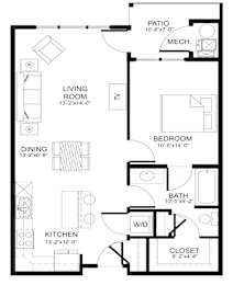 1 bed, 1 bath, 730 sqft, $1,068