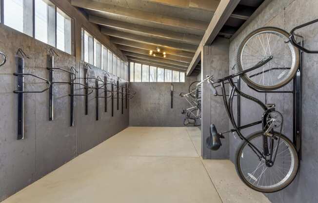 a view of the bikes in the bike lockers