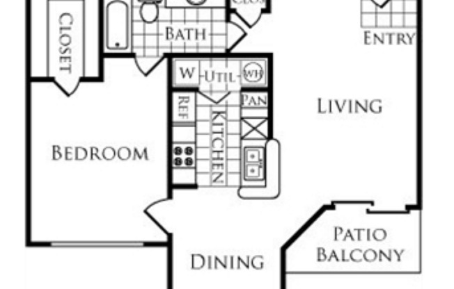 1 bed, 1 bath, 739 sqft, $1,364