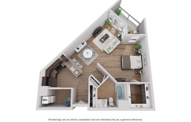 Studio, 1 bath, 853 sqft, $1,635, Unit 214