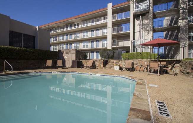 This is a photo of the pool at Princeton Court Apartments in Dallas, Texas.