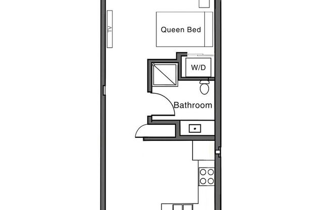 Studio, 1 bath, 502 sqft, $1,200, Unit 17