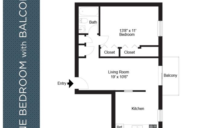 1 bed, 1 bath, 550 sqft, $1,179, Unit M121
