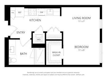 Studio, 1 bath, 518 sqft, $2,339