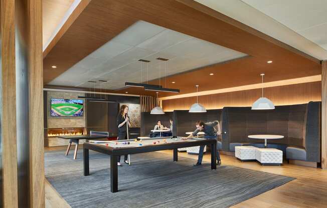 Game Room with Billiards Table at Stratus, Seattle, WA