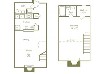 1 bed, 1.5 baths, 843 sqft, $1,464