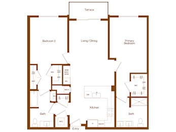 2 beds, 2 baths, 1,256 sqft, $3,432