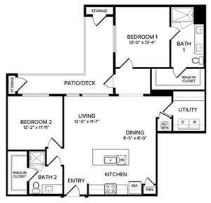 2 beds, 2 baths, 1,226 sqft, $2,800