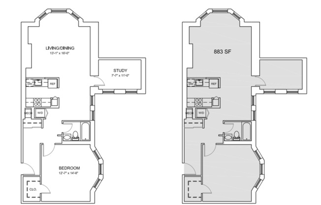 1 bed, 1 bath, 883 sqft, $2,220, Unit C-203