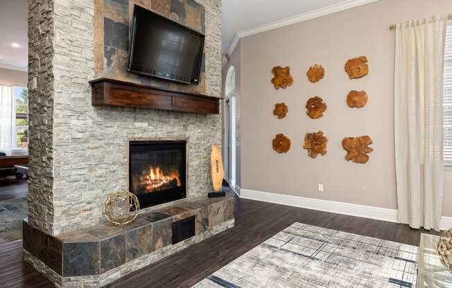 Cordillera Ranch Apartments indoor fireplace and TV