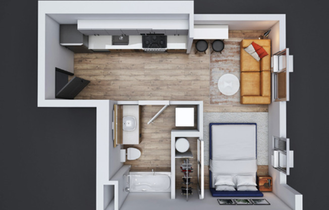 Studio, 1 bath, 409 sqft, $1,250, Unit 214