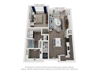 1 bed, 1 bath, 748 sqft, $1,495