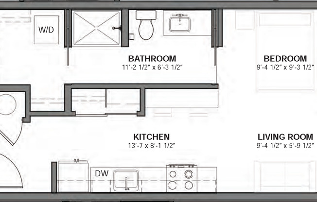 Studio, 1 bath, 417 sqft, $1,160