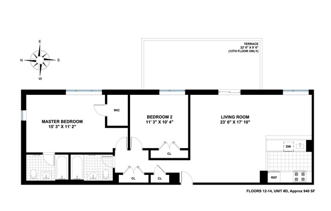 2 beds, 2 baths, $8,500, Unit 12D