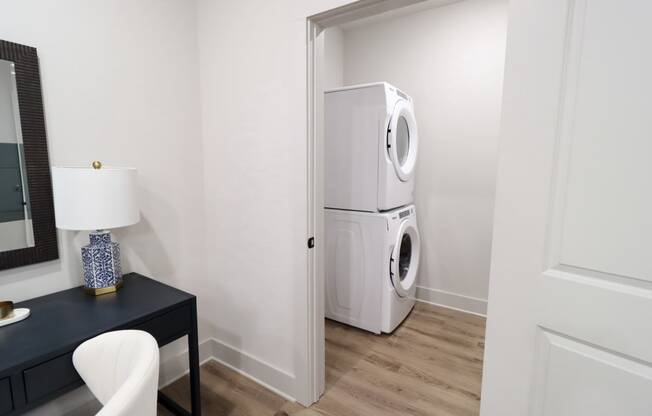 The Crest at South Point Apartments 1 Bed Model Laundry Closet located in McDonough, GA
