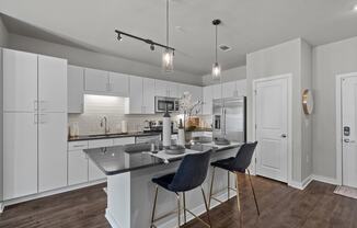 Designer Kitchen with Stainless Steel Appliance at Spinning Mill Lofts, Clayton, NC 27520