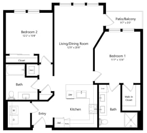2 beds, 2 baths, 1,148 sqft, $3,162