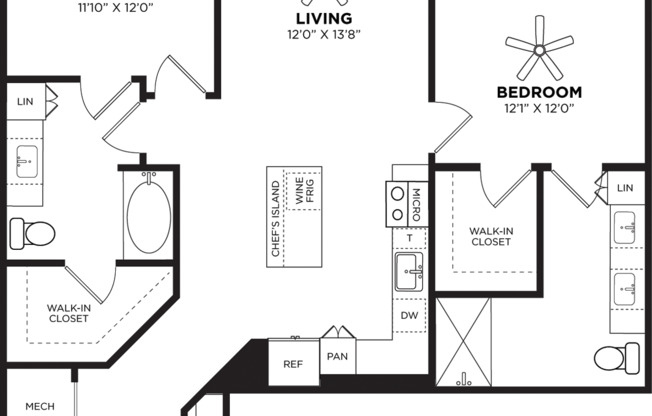 2 beds, 2 baths, 1,231 sqft, $3,420, Unit 310