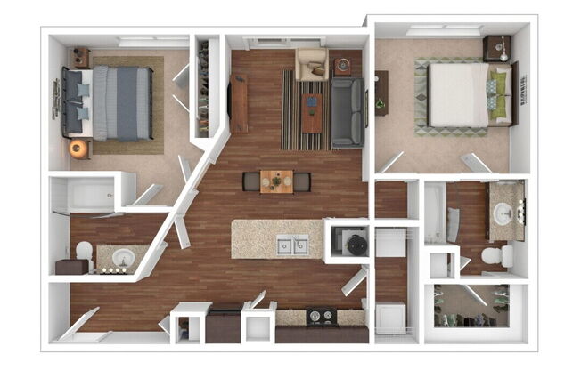 2 beds, 2 baths, 1,219 sqft, $1,246