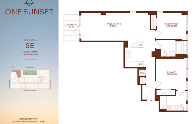 2 beds, 2 baths, $5,460, Unit 6ET