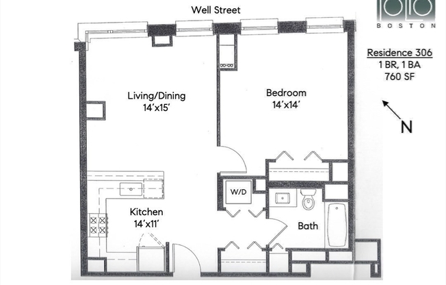 1 bed, 1 bath, 760 sqft, $3,600, Unit 306