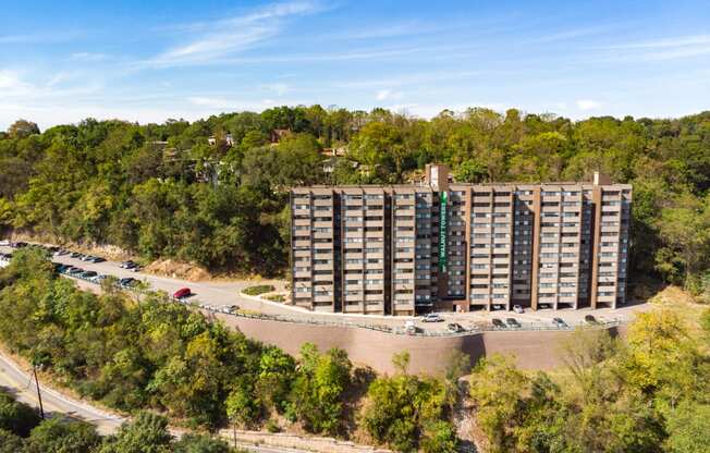 Aerial View of the Apartments at Walnut Twoers at Frick Park, Pittsburgh