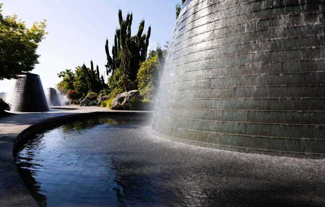 A wall with water flowing out of it at Spyglass Hill Apartments, Bremerton, 98337