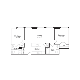 2 beds, 2 baths, 937 sqft, $2,517