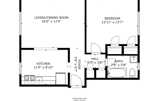 1 bed, 1 bath, 520 sqft, $1,560, Unit 4105T201