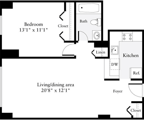 1 bed, 1 bath, 540 sqft, $1,965, Unit 1017