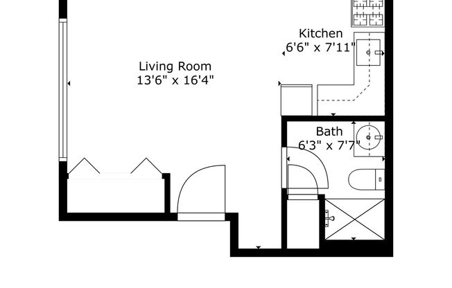 Studio, 1 bath, 305 sqft, $1,395, Unit 05