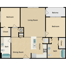 2 beds, 2 baths, 1,132 sqft, $1,727