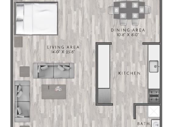 Studio, 1 bath, 600 sqft, $1,570