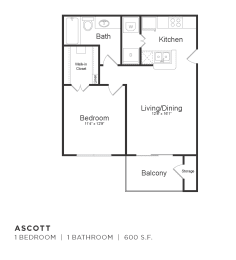 1 bed, 1 bath, 600 sqft, $1,183