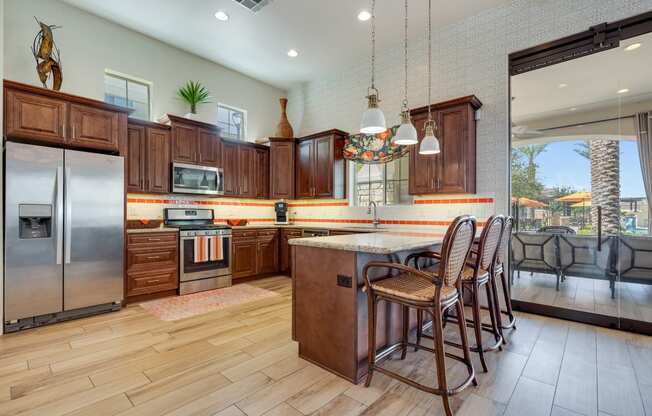 Clubhouse Kitchen at Bella Victoria Apartments in Mesa Arizona January 2021