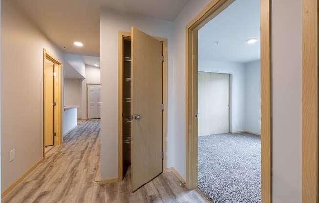 Hallway with extra shelving