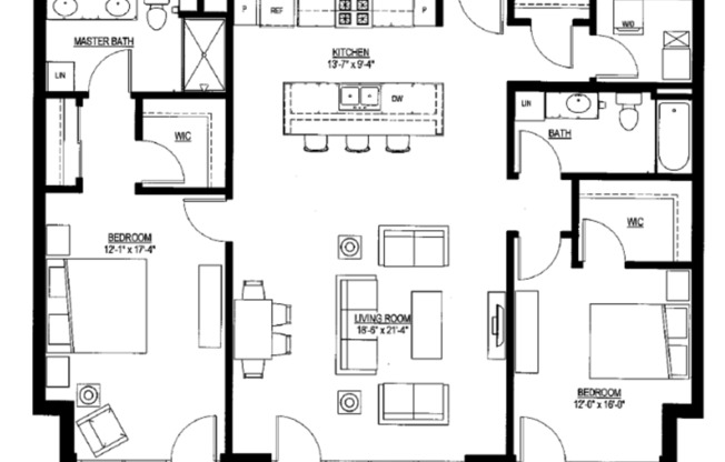 2 beds, 2 baths, 1,412 sqft, $3,375, Unit 806 (Penthouse)