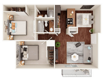 2 beds, 2 baths, 1,010 sqft, $1,308