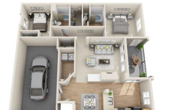 2 beds, 2 baths, 1,259 sqft, $3,556