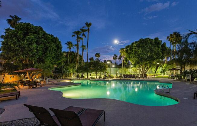 a pool next to a body of water