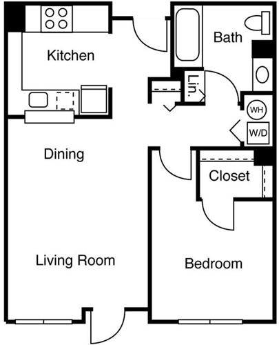 1 bed, 1 bath, 647 sqft, $2,454, Unit 203