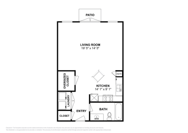 Studio, 1 bath, 578 sqft, $1,342