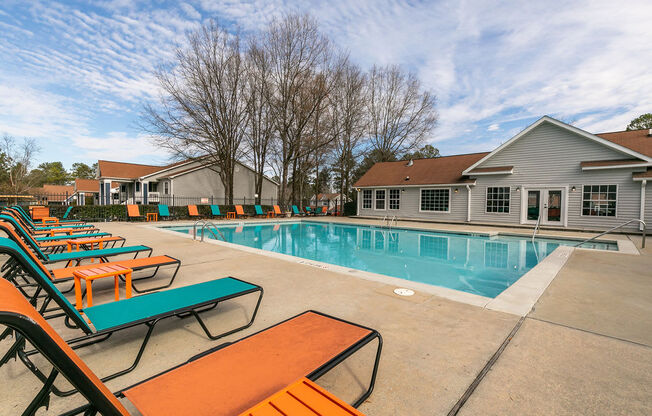 our apartments have a resort style pool with lounge chairs