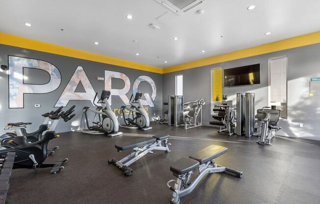 Modern fitness center at Parq Crossing