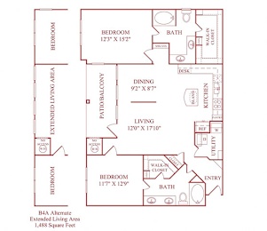 2 beds, 2 baths, 1,488 sqft, $1,804