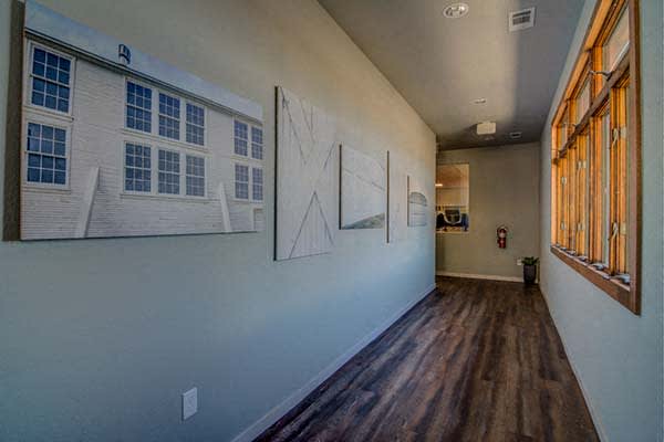 Clubhouse Hallway at Aviator at Brooks Apartments, Clear Property Management, San Antonio, 78235